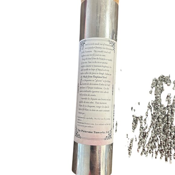 Vtg Victorian Christmas Tree Tinsel Lot of 2 Tins Silver Metal Sparkly Unique - Picture 4 of 4